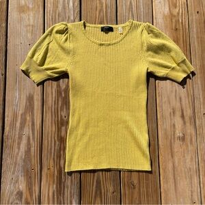 Tahari Yellow Puff Sleeve Blouse